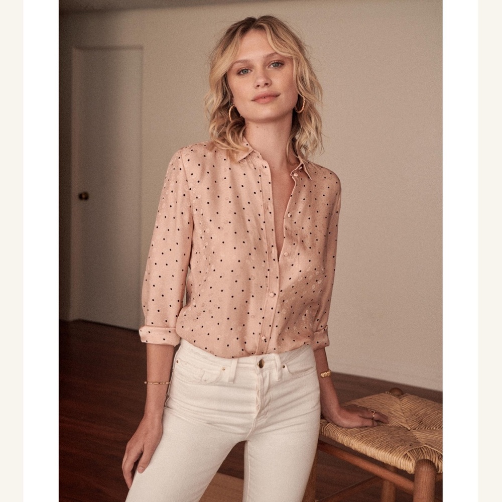 Sezane Ann silk shirt candy pink sz 36